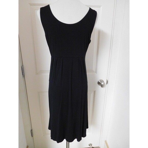 GARNET HILL Black Viscose Stretch Jersey Crossover Bodice Knee Length Dress SZ S - Picture 5 of 6